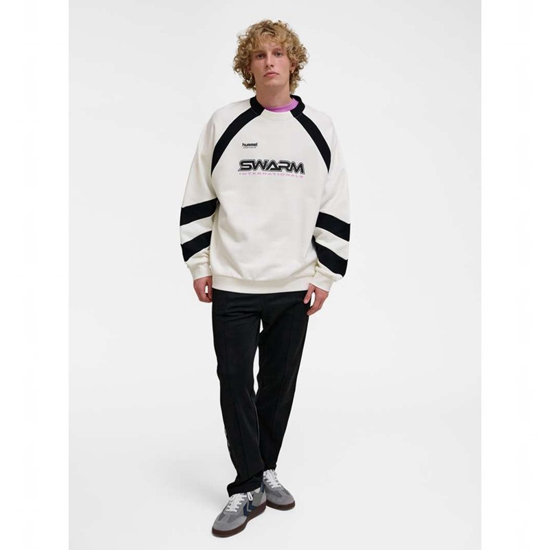 Hummel Oversized Crew Sportswear Swarm Sweatshirts Heren Wit | 873222-574