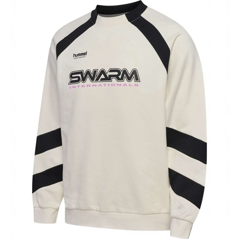 Hummel Oversized Crew Sportswear Swarm Sweatshirts Heren Wit | 873222-574