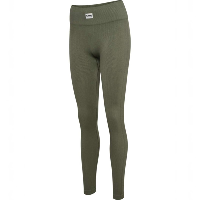 Hummel Pulse Seamless Rib Mw Hardloopbroek Dames Olijfgroen | 291302-081