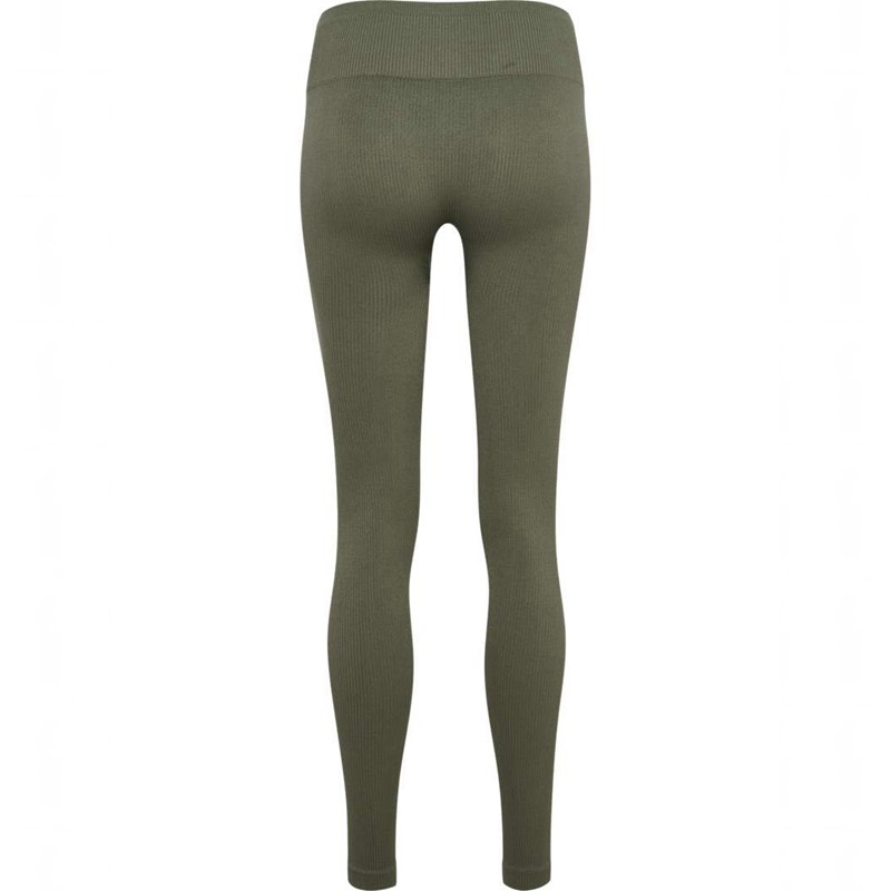 Hummel Pulse Seamless Rib Mw Hardloopbroek Dames Olijfgroen | 291302-081