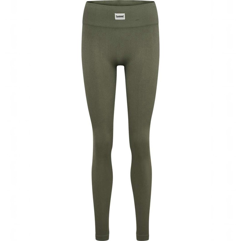 Hummel Pulse Seamless Rib Mw Hardloopbroek Dames Olijfgroen | 291302-081