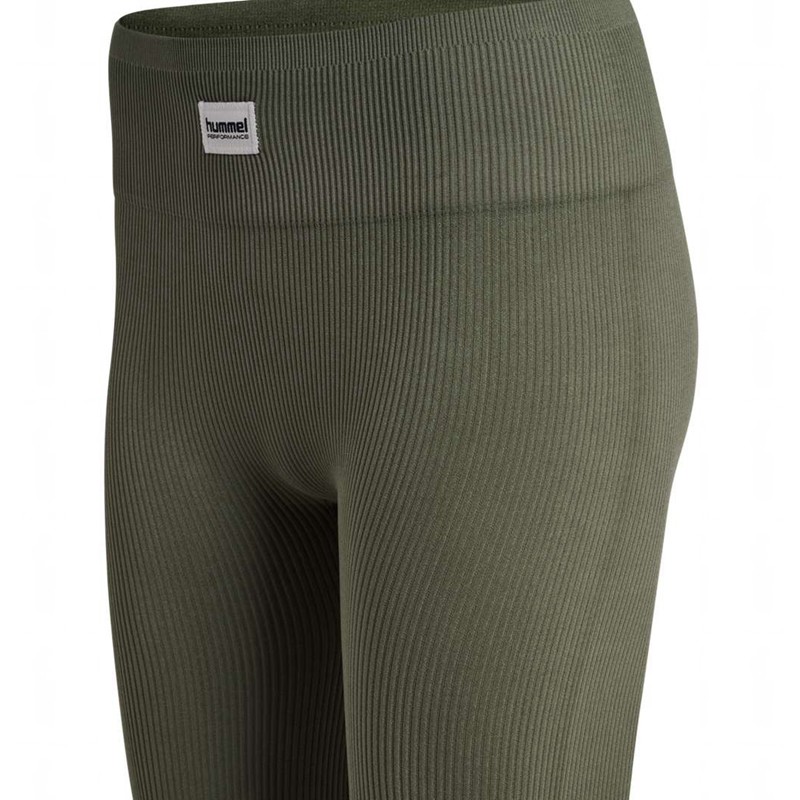 Hummel Pulse Seamless Rib Mw Hardloopbroek Dames Olijfgroen | 291302-081