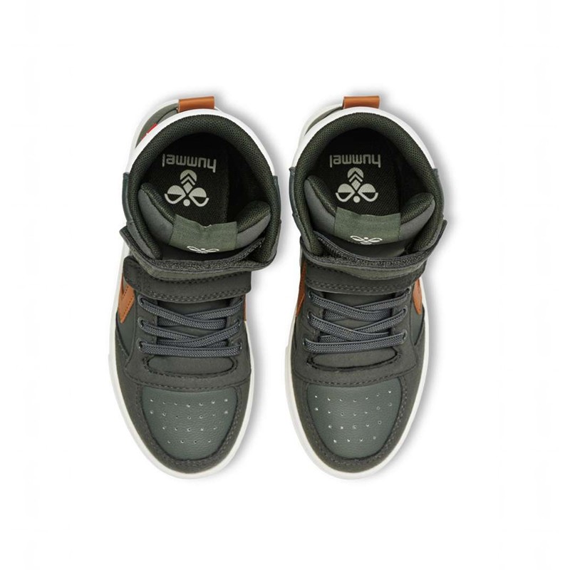 Hummel Slimmer Stadil Leather High Jr Sneakers Kinderen Groen | 635135-494