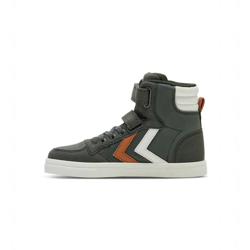 Hummel Slimmer Stadil Leather High Jr Sneakers Kinderen Groen | 635135-494