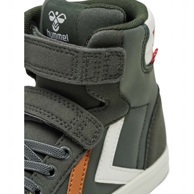 Hummel Slimmer Stadil Leather High Jr Sneakers Kinderen Groen | 635135-494