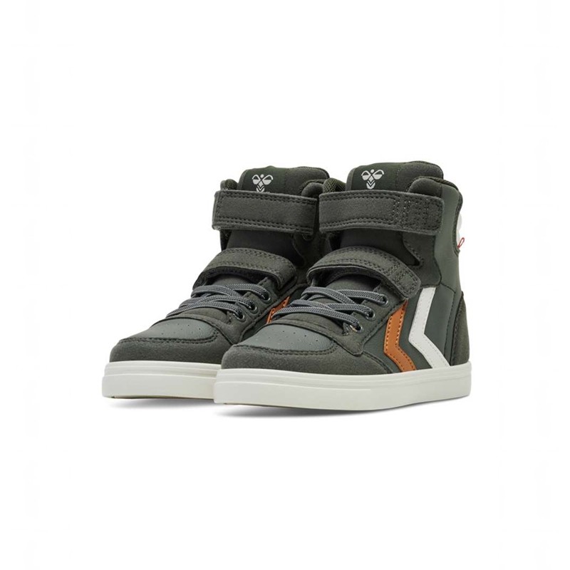 Hummel Slimmer Stadil Leather High Jr Sneakers Kinderen Groen | 635135-494