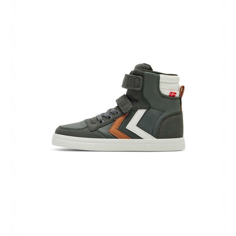 Hummel Slimmer Stadil Leather High Jr Sneakers Kinderen Groen | 635135-494
