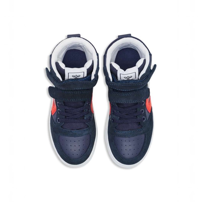 Hummel Slimmer Stadil Leather High Jr Sneakers Kinderen Donkerblauw | 290795-929
