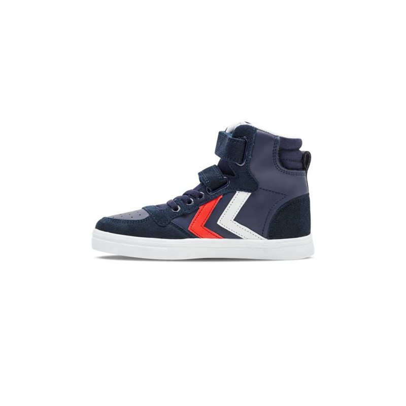 Hummel Slimmer Stadil Leather High Jr Sneakers Kinderen Donkerblauw | 290795-929