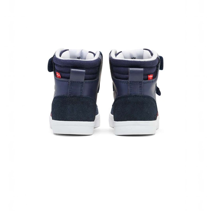 Hummel Slimmer Stadil Leather High Jr Sneakers Kinderen Donkerblauw | 290795-929