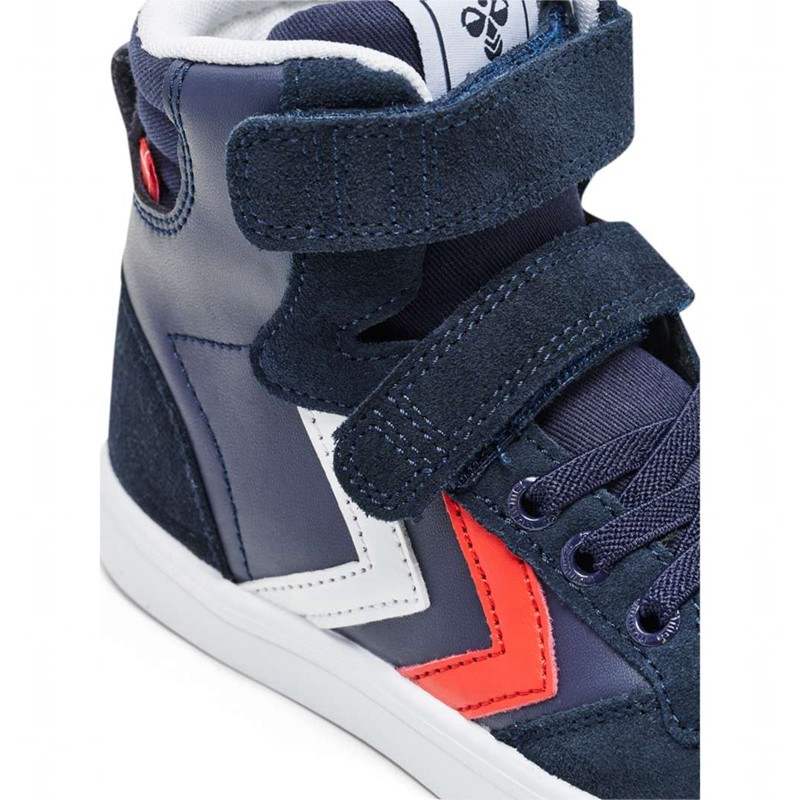 Hummel Slimmer Stadil Leather High Jr Sneakers Kinderen Donkerblauw | 290795-929