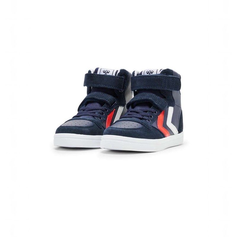 Hummel Slimmer Stadil Leather High Jr Sneakers Kinderen Donkerblauw | 290795-929