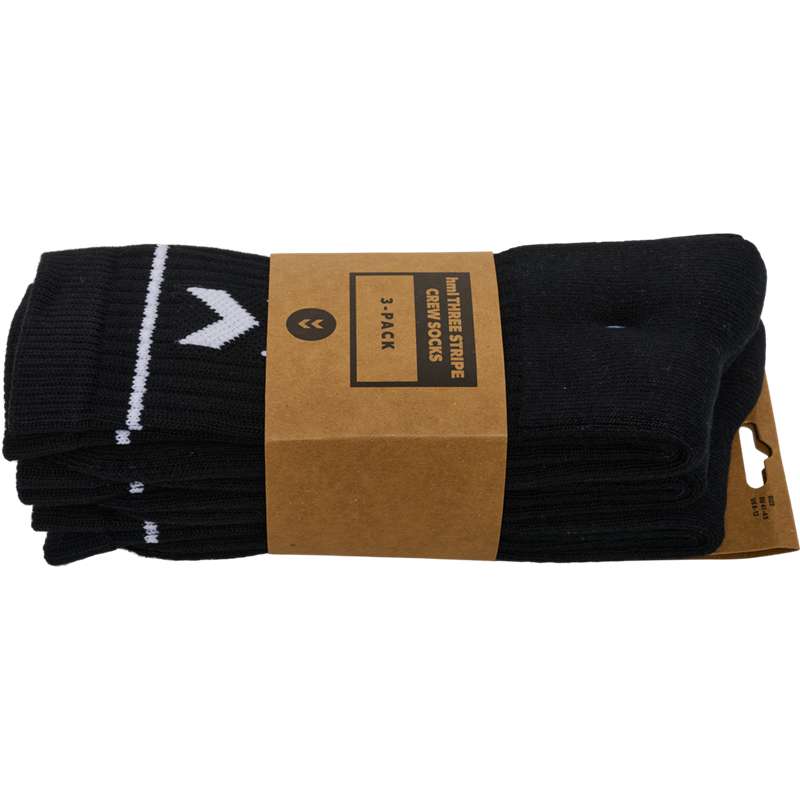 Hummel Stripe Crew 3-packs Sokken Heren Zwart | 470282-298
