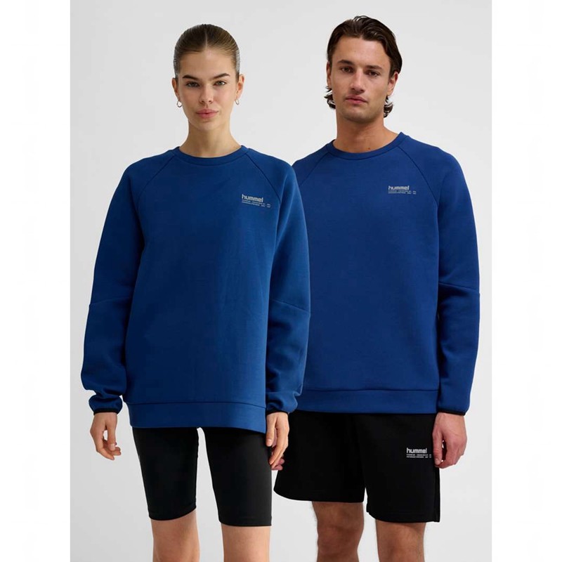 Hummel Tech Fleece Regular Crew Sweatshirts Heren Blauw | 659649-632