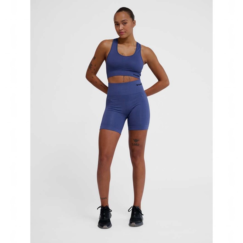 Hummel Tif Seamless Korte Broek Dames Blauw | 233831-386