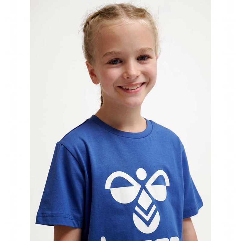 Hummel Tres S/S T-shirts Kinderen Blauw | 770067-249