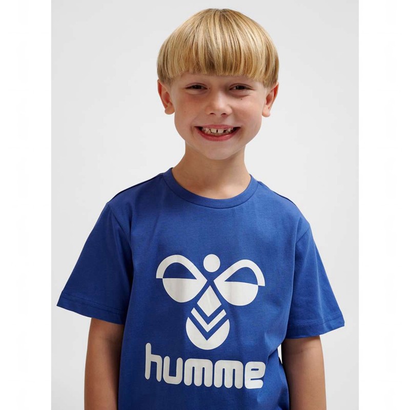Hummel Tres S/S T-shirts Kinderen Blauw | 770067-249