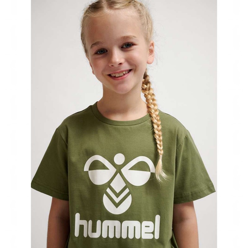 Hummel Tres S/S T-shirts Kinderen Olijfgroen | 509120-422