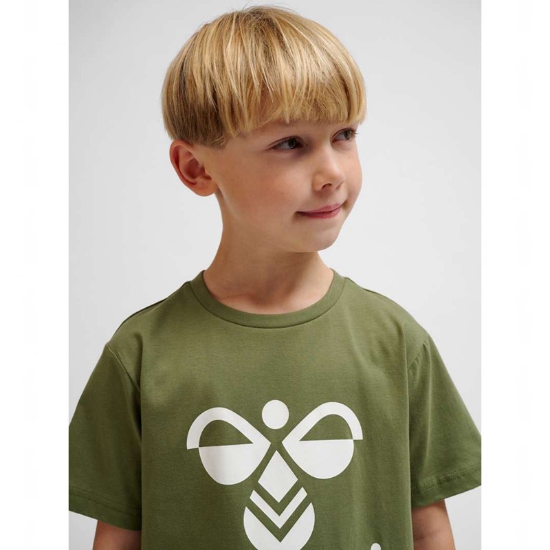 Hummel Tres S/S T-shirts Kinderen Olijfgroen | 509120-422