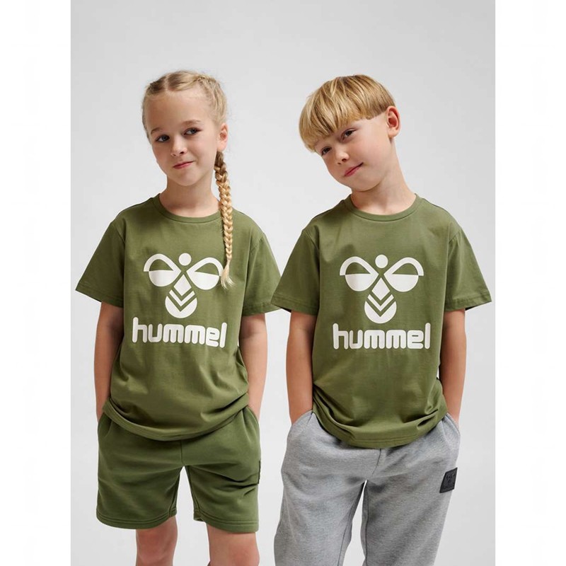Hummel Tres S/S T-shirts Kinderen Olijfgroen | 509120-422